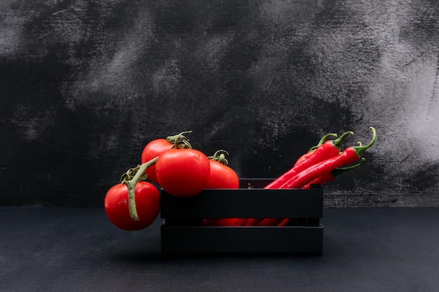 Redd vegetables in wooden box