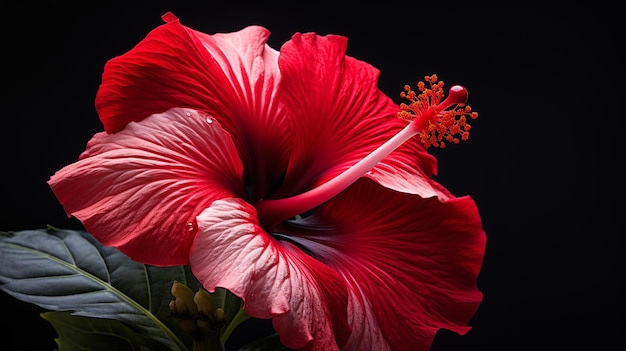 Free Photo redwhite hibiscus on a black background