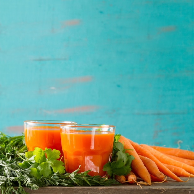 Refreshing carrot smoothie with parsley