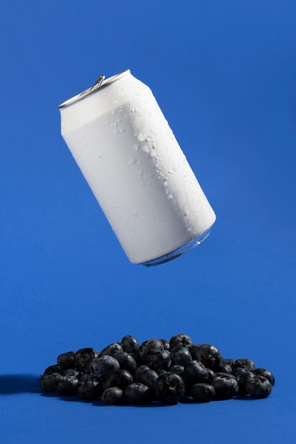 Free Photo refreshing drink with blueberries arrangement