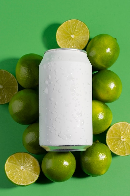 Free Photo refreshing drink with lime arrangement