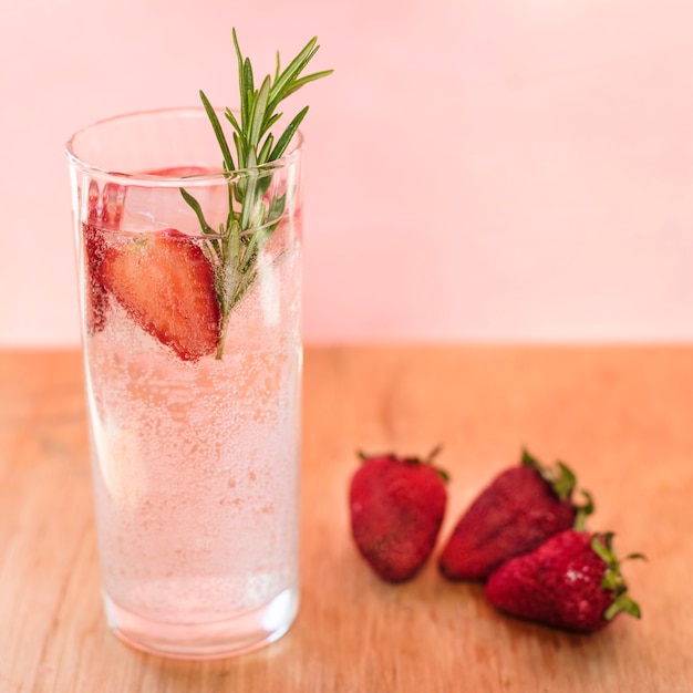 Refreshing drink with strawberry