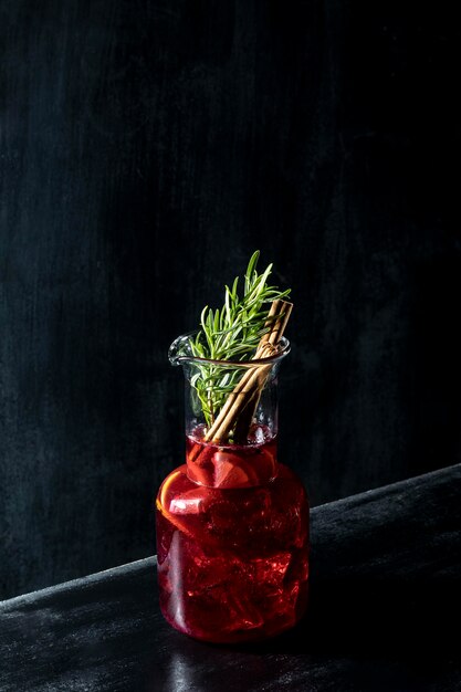 Refreshing fruity drink on table