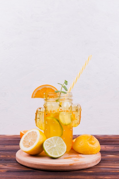 Refreshing lemonade in retro jar