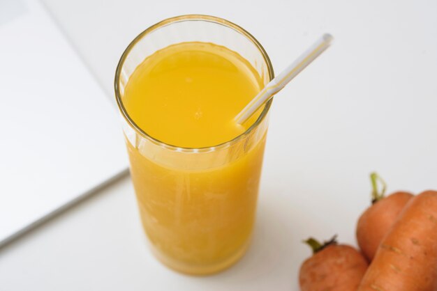 Refreshing orange juice and carrots