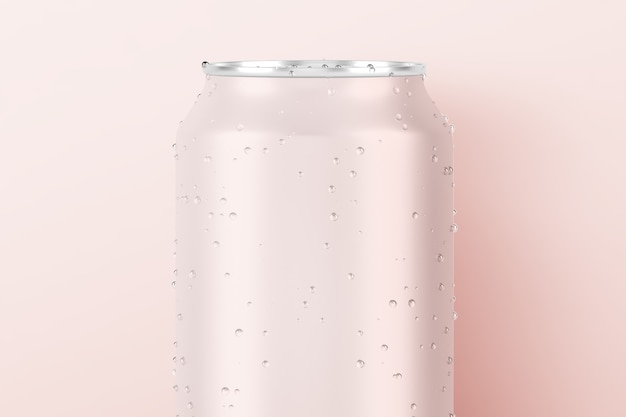 Free Photo refreshing pink soda can with water drops