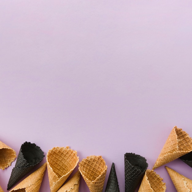 Regular and charcoal unfilled waffle cones