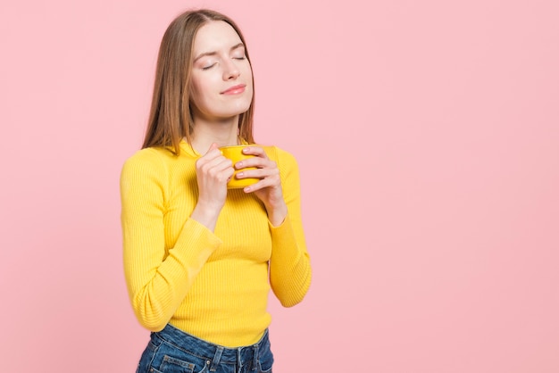 Relaxed girl with coffee