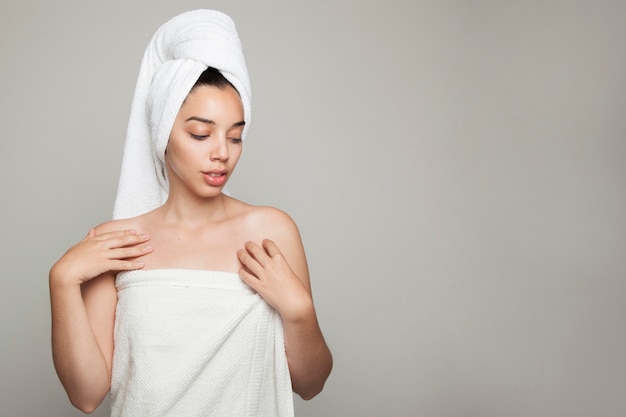 Free photo relaxed woman after shower