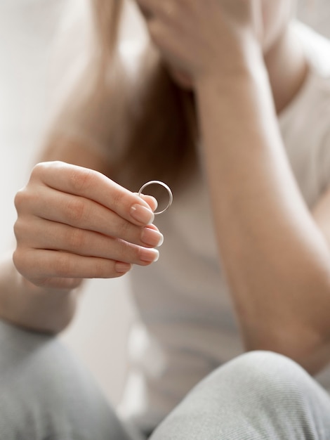 Free Photo removed marriage ring close-up