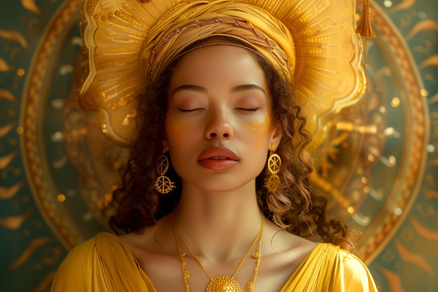 Renaissance portrait of woman as sun goddess