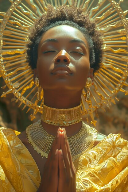 Renaissance portrait of woman as sun goddess