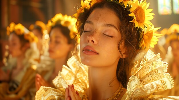 Renaissance portrait of woman as sun goddess