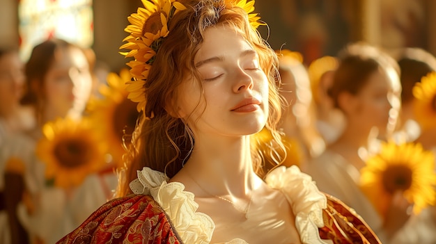 Renaissance portrait of woman as sun goddess