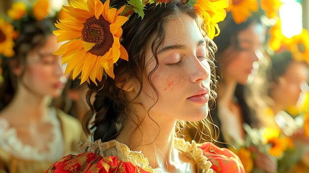 Renaissance portrait of woman as sun goddess