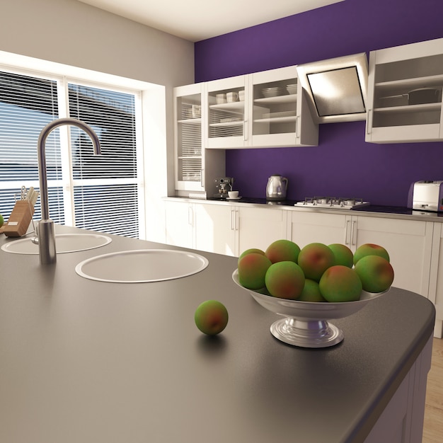 Free photo render of  3d contemporary kitchen