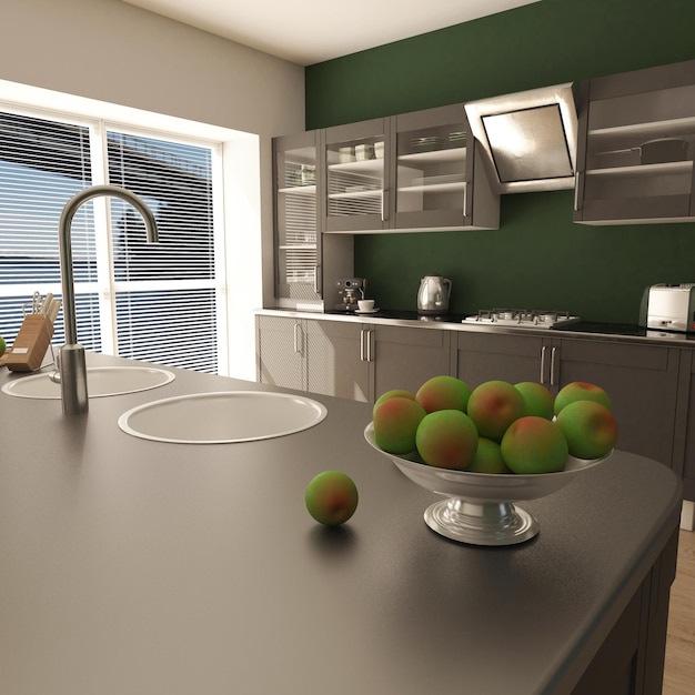 Free photo render of 3d contemporary kitchen