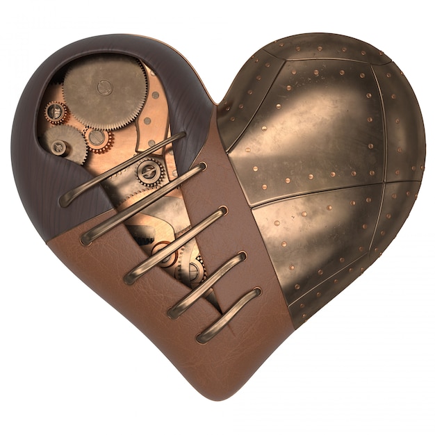 Free Photo render of 3d steampunk styled heart