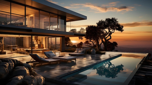 Free photo render architectural matrix of a stunning villa background