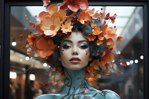 Free photo render octane ethereal bohemian realistic elegant floral girl