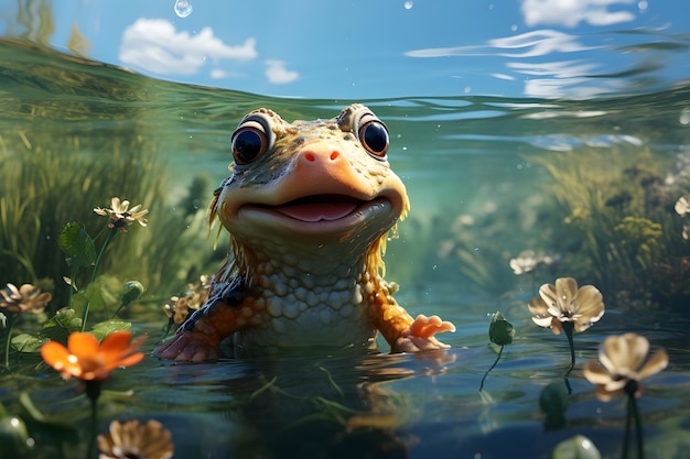 Free Photo render water frog wallpaper