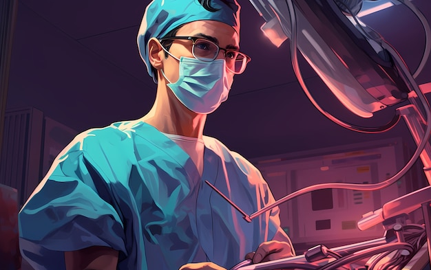 Free photo rendering of anime doctor at job