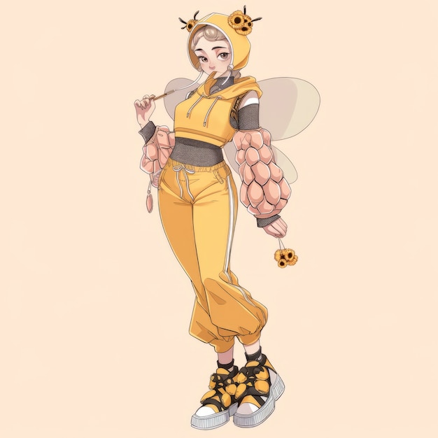 Free photo rendering of bee anime character