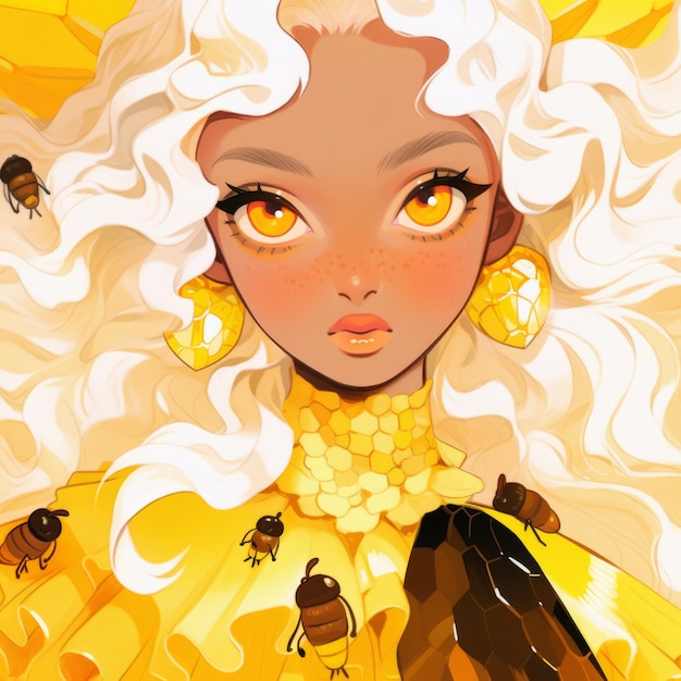 Free photo rendering of bee anime character