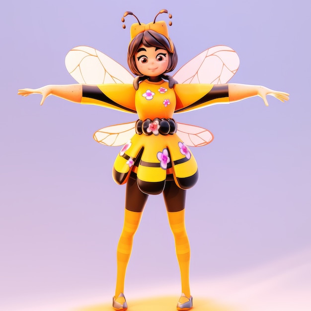 Free Photo rendering of bee anime character