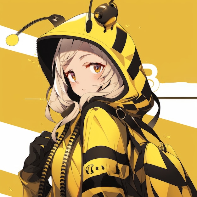 Free photo rendering of bee anime character