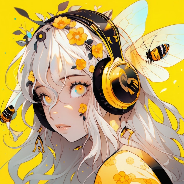 Free photo rendering of bee anime character