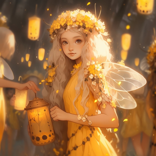 Free photo rendering of bee anime character