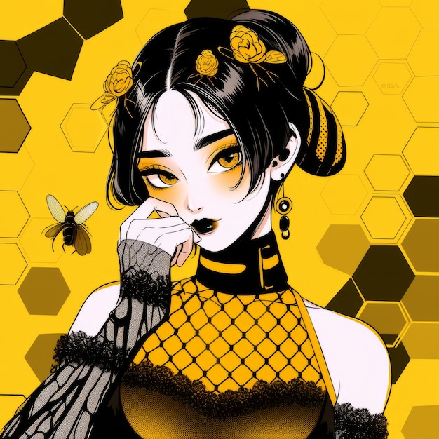 Free photo rendering of bee anime character