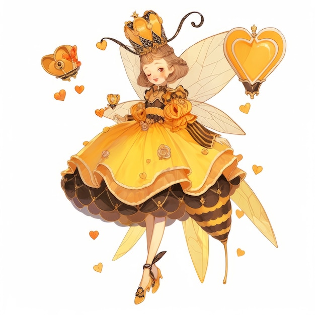 Free Photo rendering of bee anime character