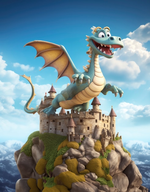 Free Photo rendering of cartoon fantasy castle