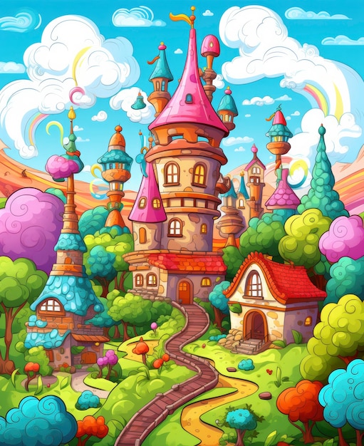 Free Photo rendering of cartoon fantasy castle