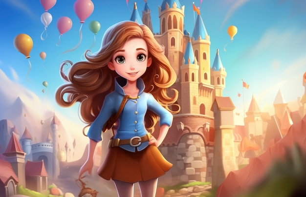 Rendering of cartoon fantasy scene illustration