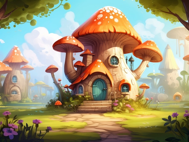 Free Photo rendering of cartoon fantasy scene illustration