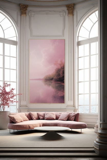 Free photo rendering of elegant neoclassical interior