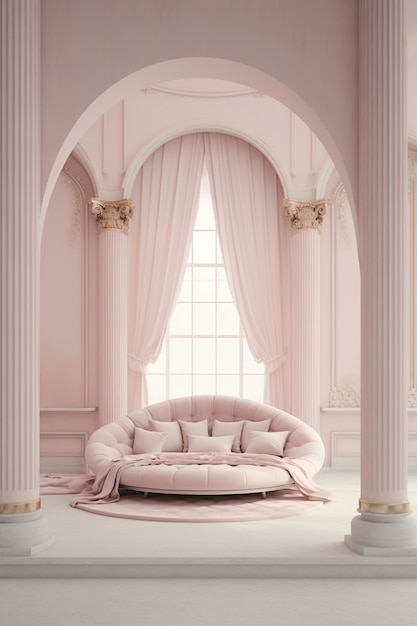 Free photo rendering of elegant neoclassical interior