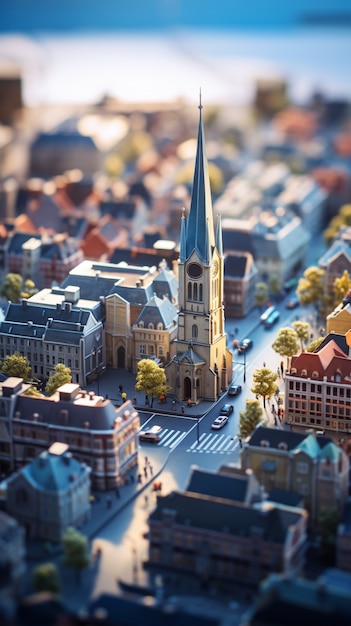 Free Photo rendering of a miniature world