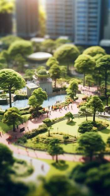 Free Photo rendering of a miniature world