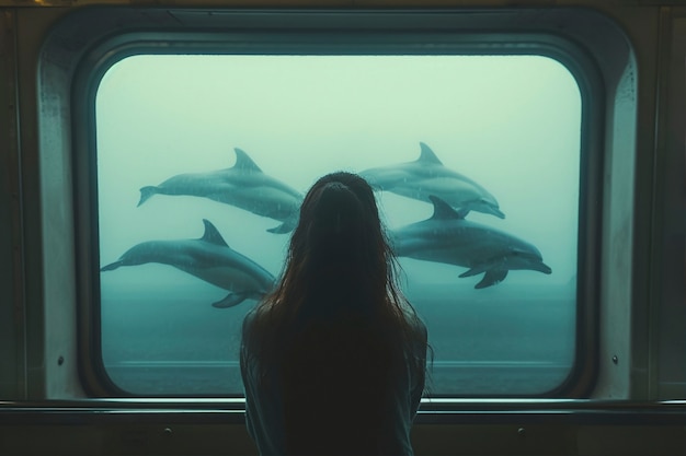 Rendering of people watching dolphins