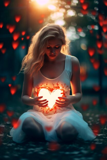 Rendering of person suffering from broken heart