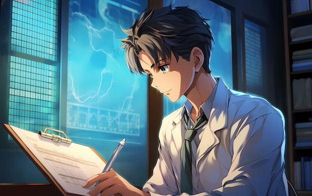 Free photo rendering of portrait of anime doctor