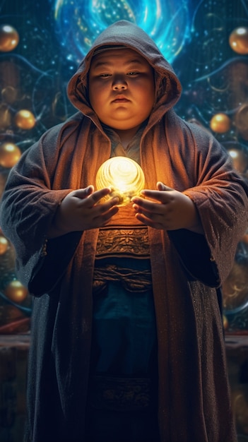 Free photo rendering of wizard controlling magic