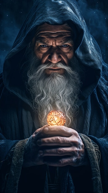 Free photo rendering of wizard controlling magic