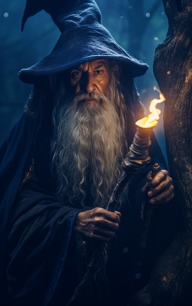 Free photo rendering of wizard controlling magic