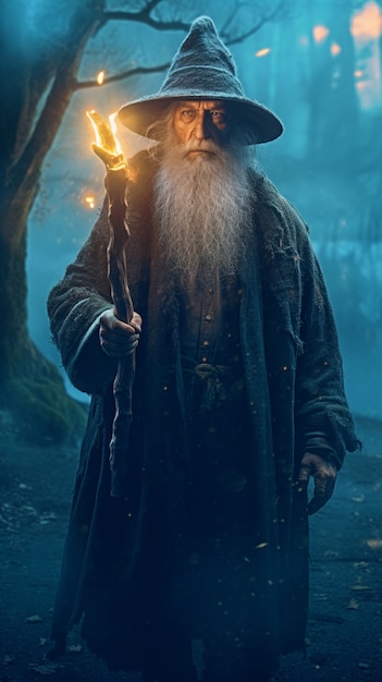 Rendering of wizard controlling magic