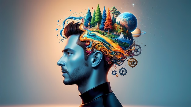 Free photo representation of collective mind process and concept in digital art style